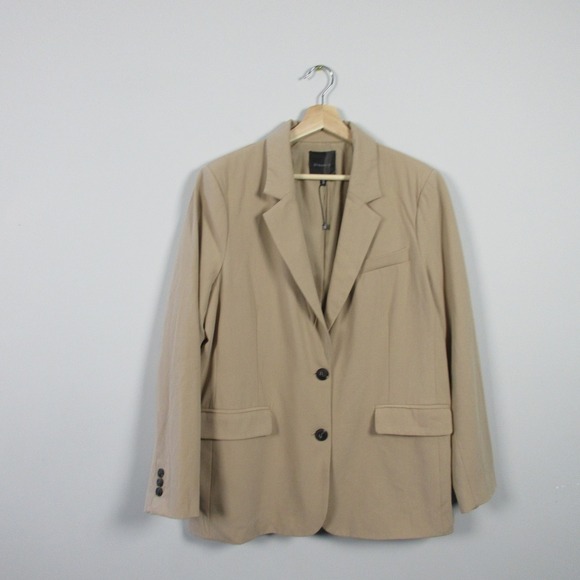 Dynamite Blazer Women L Beige Rayon Blend Relaxed Fit Career Office Casual 646 - Picture 1 of 12